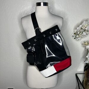 Rare Tommy Hilfiger Vintage Y2K 90s Clear Navy bucket Out Shoulder Sling Bag